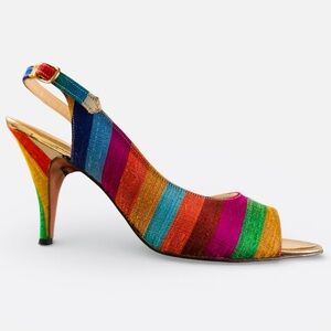 Vintage Bernetto’s Multicolor Stripe Slingback Heels | Made in Italy
